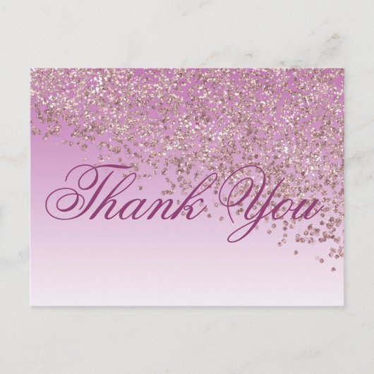 Roos Gold Glitter Dusty Pink Shades Hartelijk dank Briefkaart (Voorkant)