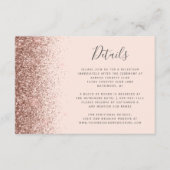 Roos Gold Glitter Edge Blush Roze Bruiloft Details Informatiekaartje (Voorkant)