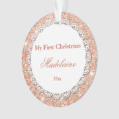 Roos Gold Glitter, eerste kerstfeestdag Ornament (voorkant)