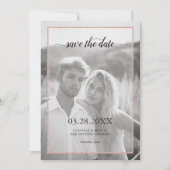 Roos Gold Glitter Effect Chic Script Photo Weddens Save The Date (Voorkant)