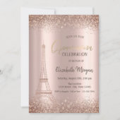 Roos Gold Glitter Eiffel Confetti Quinceañera Kaart (Voorkant)