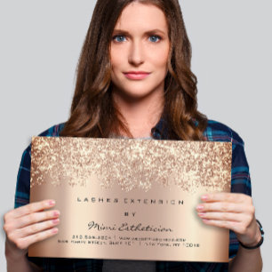 Roos Gold Glitter Elega Visitekaartje