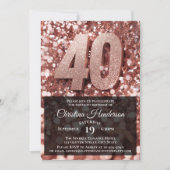Roos Gold Glitter Elegant 40ste Verjaardagsfeest Kaart (Voorkant)