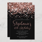 Roos Gold Glitter Elegant 40th Birthday Black Kaart (Voorkant / Achterkant)