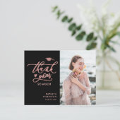 Roos Gold Glitter Elegant Afstuderen Hartelijk dan Briefkaart (Staand voorkant)