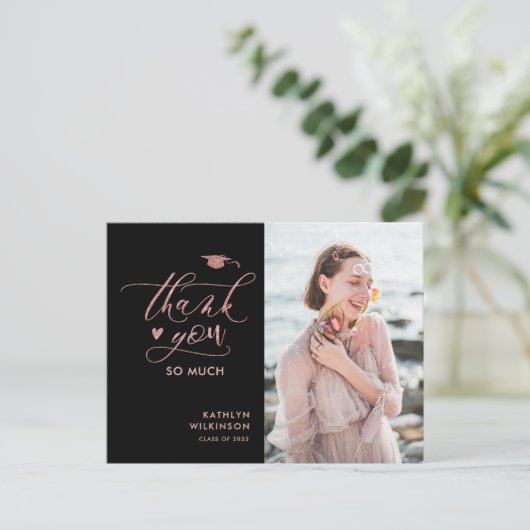 Roos Gold Glitter Elegant Afstuderen Hartelijk dan Briefkaart (Staand voorkant)