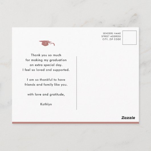 Roos Gold Glitter Elegant Afstuderen Hartelijk dan Briefkaart (Achterkant)