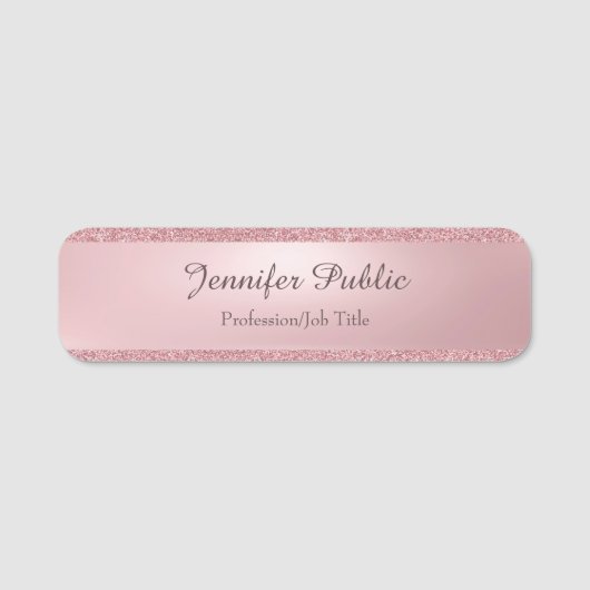Roos Gold Glitter Elegant Calligrafed Script Name Naamplaatje (Voorkant)