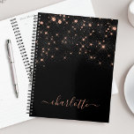 Roos Gold Glitter Elegant Glamoureus modern script Planner<br><div class="desc">Creëer uw eigen gepersonaliseerde zwarte en roos gouden diamantsparkle planner met uw aangepaste moderne handgeschreven scriptnaam.</div>