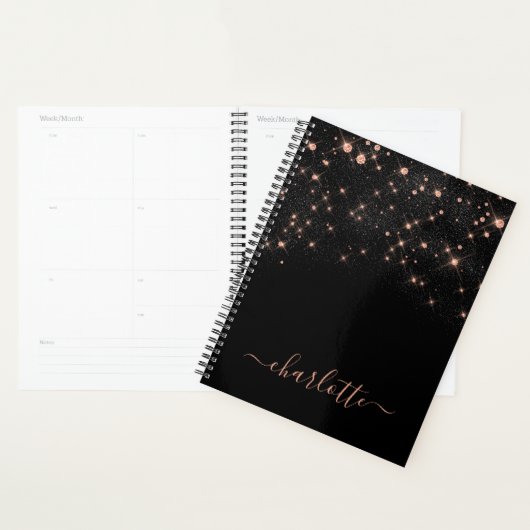 Roos Gold Glitter Elegant Glamoureus modern script Planner (Display)