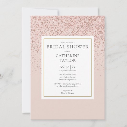 Roos Gold Glitter Elegant Gold Vrijgezellenfeest Kaart (Voorkant)