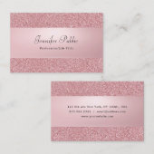 Roos Gold Glitter Elegant Handgeschreven Naam Mode Visitekaartje (Voorkant / Achterkant)