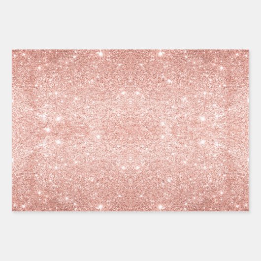 Roos Gold Glitter Elegant Kerstcadeau Inpakpapier Vel (Voorkant)