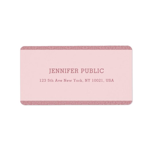 Roos Gold Glitter Elegant Moderne Sjabloon Etiket (Voorkant)