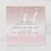 Roos Gold Glitter Elegant Signature Logo Monogram Vierkante Visitekaartje (Achterkant)