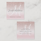 Roos Gold Glitter Elegant Signature Logo Monogram Vierkante Visitekaartje (Voorkant / Achterkant)