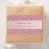 Roos Gold Glitter Elegant Trendy Sjabloon Verzendi Etiket (Insitu)