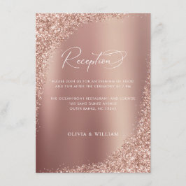 Roos Gold Glitter Elegant Wedding Reception Informatiekaartje