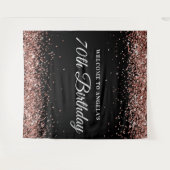 Roos Gold Glitter en Black 70e verjaardag Welkom Wandkleed (Voorkant (horizontaal))