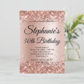 Roos Gold Glitter en Blush Gradiënt Kaart (Staand voorkant)