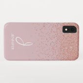 Roos Gold Glitter en Blush Pink Monogrammed Case-Mate iPhone Case (Achterkant (horizontaal))