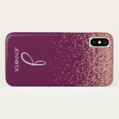 Roos Gold Glitter en Bourgogne Monogrammed Case-Mate iPhone Case (Achterkant (horizontaal))