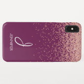 Roos Gold Glitter en Bourgogne Monogrammed Case-Mate iPhone Case (Achterkant (horizontaal))