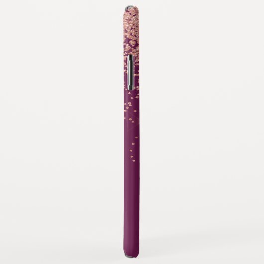 Roos Gold Glitter en Bourgogne Monogrammed Case-Mate iPhone Case (Achterkant/rechts)