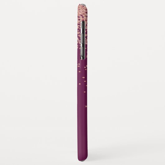 Roos Gold Glitter en Bourgogne Monogrammed Case-Mate iPhone Case (Achterkant/links)