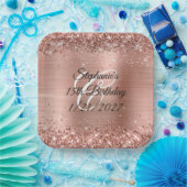 Roos Gold Glitter en Folie 15e verjaardag Papieren Bordje (Feest)