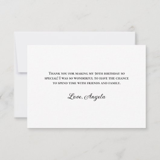 Roos Gold Glitter en Folie 50e verjaardag Bedankkaart (Achterkant)