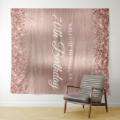 Roos Gold Glitter en Folie 70e verjaardag Welkom Wandkleed (In Situ (horizontaal))