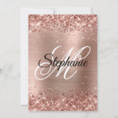 Roos Gold Glitter en Folie Fancy Monogram Kaart (Achterkant)