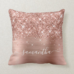 Roos Gold Glitter en Folie Girly Signature Kussen