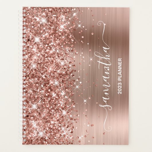 Roos Gold Glitter en Folie Girly Signature Planner (Voorkant)
