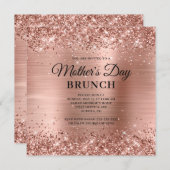 Roos Gold Glitter en Folie Moederdag Brunch Kaart (Voorkant / Achterkant)