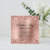 Roos Gold Glitter en Folie Moederdag Brunch Kaart (Staand voorkant)