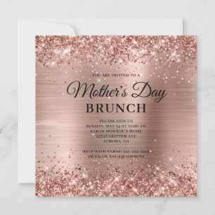 Roos Gold Glitter en Folie Moederdag Brunch Kaart