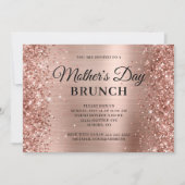Roos Gold Glitter en Folie Moederdag Brunch Kaart (Voorkant)