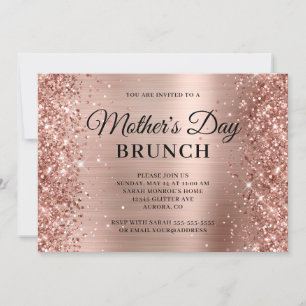 Roos Gold Glitter en Folie Moederdag Brunch Kaart