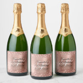 Roos Gold Glitter en Folie Monogram 21ste verjaard Sparkling Wijnetiket (Flessen)