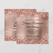 Roos Gold Glitter en Folie Monogram 80e verjaardag Kaart (Voorkant / Achterkant)