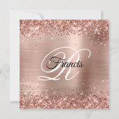 Roos Gold Glitter en Folie Monogram 80e verjaardag Kaart (Achterkant)