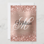 Roos Gold Glitter en Folie Sweet 16 Fancy Monogram Kaart (Achterkant)