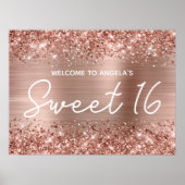 Roos Gold Glitter en Folie Sweet 16 Welkom Poster (Voorkant)