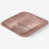 Roos Gold Glitter en Folie Wedding Monogrammen Papieren Bordje (Gebogen)