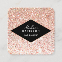 Roos Gold Glitter en Glamor Beauty Vierkante Visitekaartje
