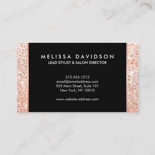 Roos Gold Glitter en Glamor Beauty Visitekaartje (Achterkant)