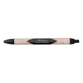 Roos Gold Glitter en Glamour Zwarte Inkt Pen (Voorkant)