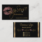 Roos Gold Glitter en Gold Lips Visitekaartje (Voorkant / Achterkant)